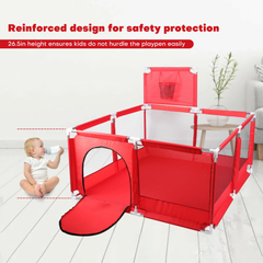 Baby Kids Playpen with Basketball Hoop, 126 x 126 cm Baby Play Yard Fence with 30 Balls