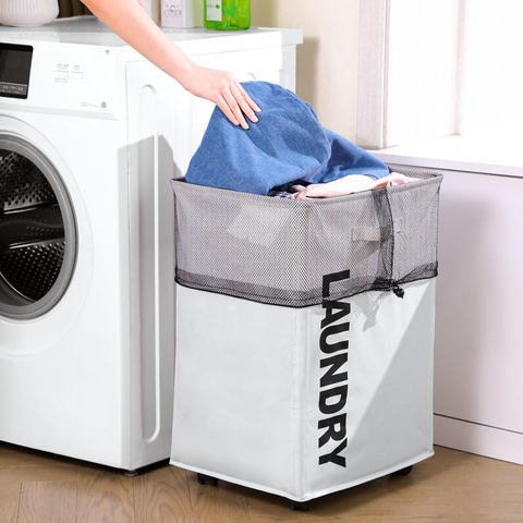 80 Liter Collapsible Laundry Basket with Wheel