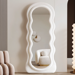 Wavy Irregular Shaped Luxury Full Length Vertical Floor Mirror
