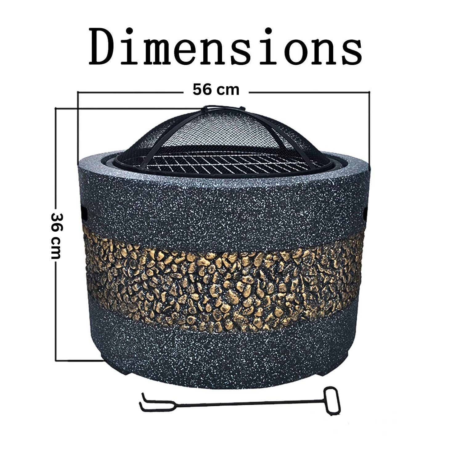 Outdoor Fire Pit with Artificial Stone Edging 56 x 56 x 36 cm