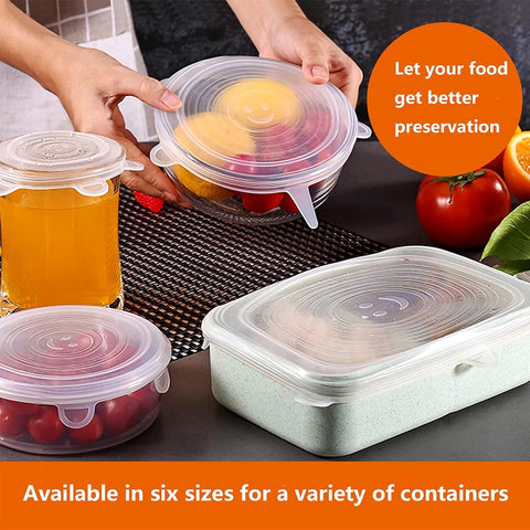 6 Pcs/Set Stretchable Reusable Silicone Lid Food Storage Covers