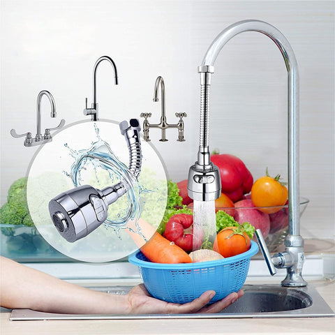 360° Rotatable 2 Modes Swivel Universal Size Kitchen Faucet Head Extender