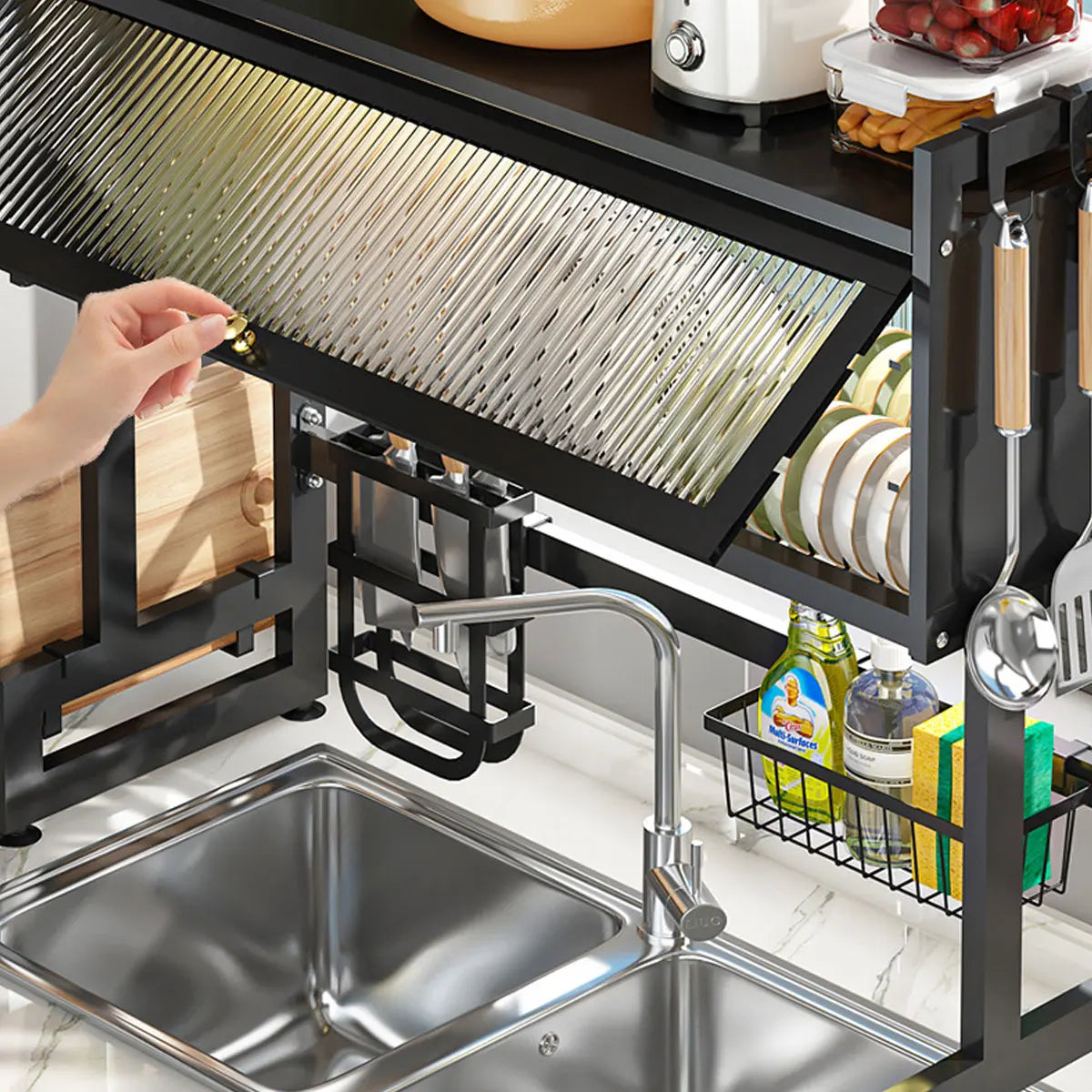 75cm Dish Rack Dish Rack with Cover in Qatar - Over The Sink Kitchen Dish Drying Rack ...