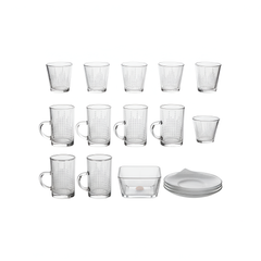 Glass Tea Cups and Ceramic Arabic Coffee Qahwa Cups Set (18 Pcs)