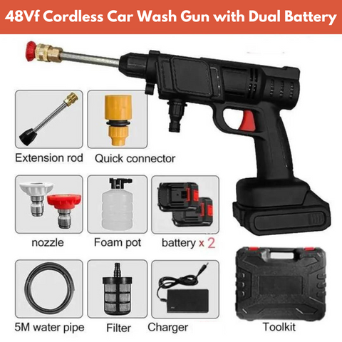 48Vf Cordless High Pressure Car Washing Gun with Dual Battery, Rechargeable, with Detergent Tank