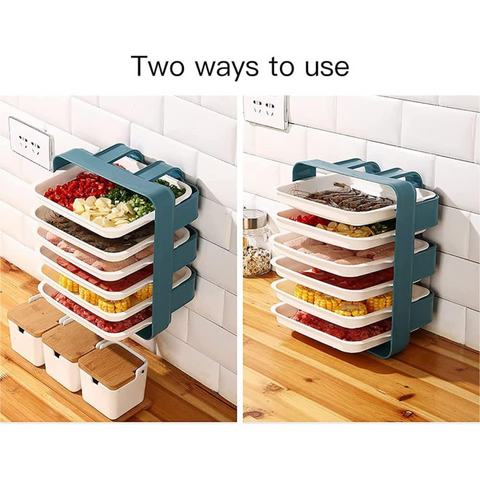 6 Layer Wall Mounted Stackable Side Dishes Organizer Shelf for Fruits & Vegetable Cut Piece