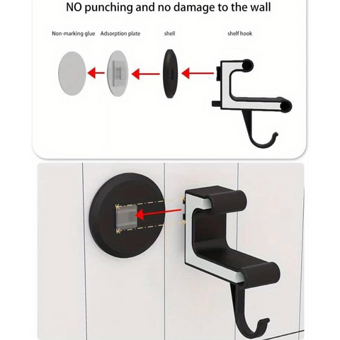 Wall Mounted Space Saving Towel Rack for Bathroom with Hooks