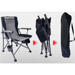 Explorer Outdoor Folding Camping Chair with Side Pocket, Cushion Armrests and Cup Holder