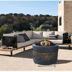 Outdoor Fire Pit with Artificial Stone Edging 56 x 56 x 36 cm