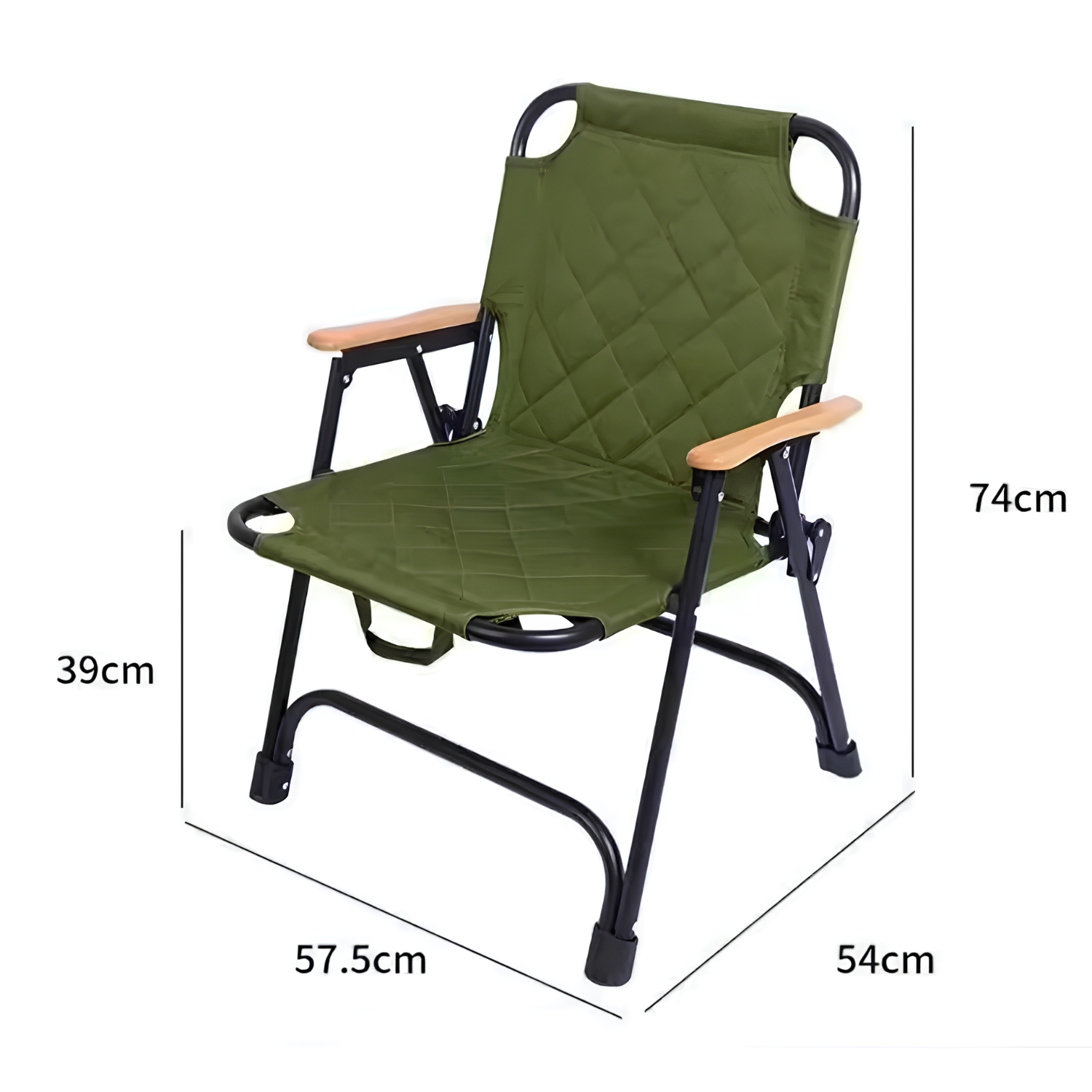 Premium Folding Camping Chair with Wooden Armrests