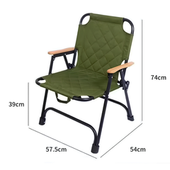 Premium Folding Camping Chair with Wooden Armrests