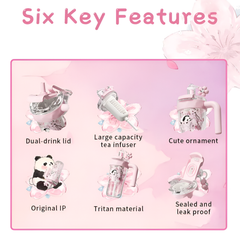 Diller 860ML Panda Plastic Drinking Water Bottle for Girls