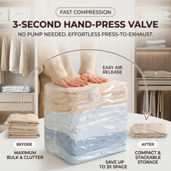 Three Dimensional Non Pumping Vacuum Bags for Clothes Compression Storage, Set of 5 Bags
