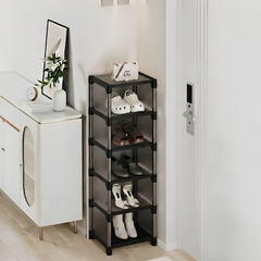 6 Layer Simple Membrane Shoe Rack Black