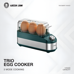 Green Lion Trio Egg Cooker with 3 Baking Modes, 8-Minute Fast Cooking