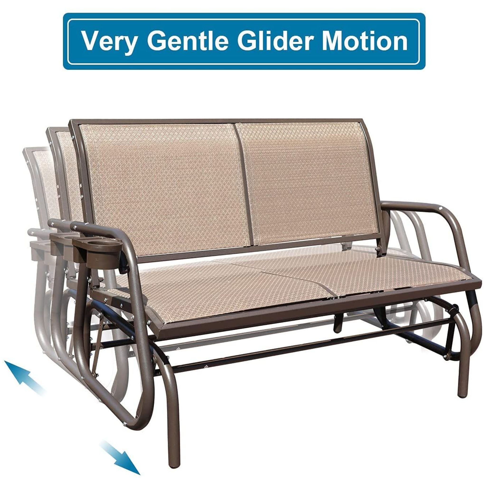 Outdoor Patio Garden Steel Rocking Chair Loveseat, 2 Person Swing Glider Chair