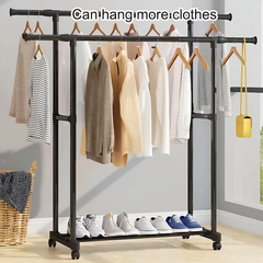 Adjustable Cloth Hanging Rack with Wheels for Coats, Dress