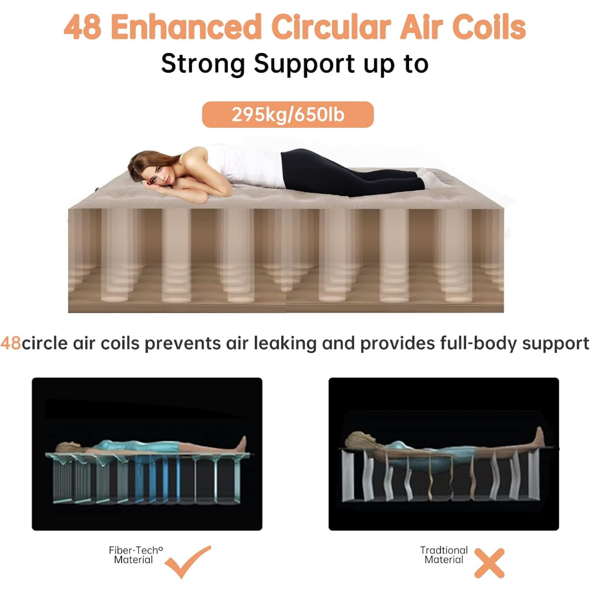 Portable Inflatable Blow Up Air Mattress Bed with Built-in Automatic Pump for Outdoor Camping