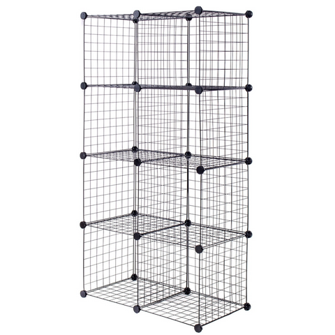 8 Cubes DIY Metal Grid Wire Wardrobe Organizer Home Decor Shelf