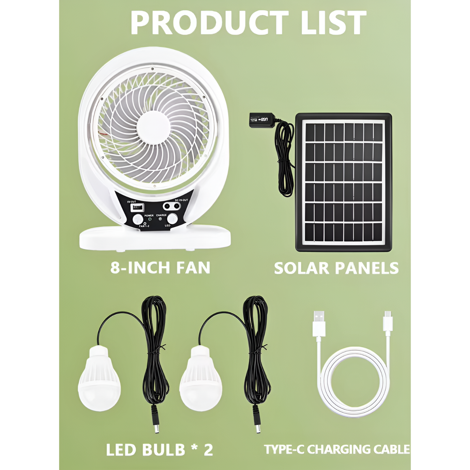 Rechargeable Solar Powered Desk Fan with Extra LED Lighting