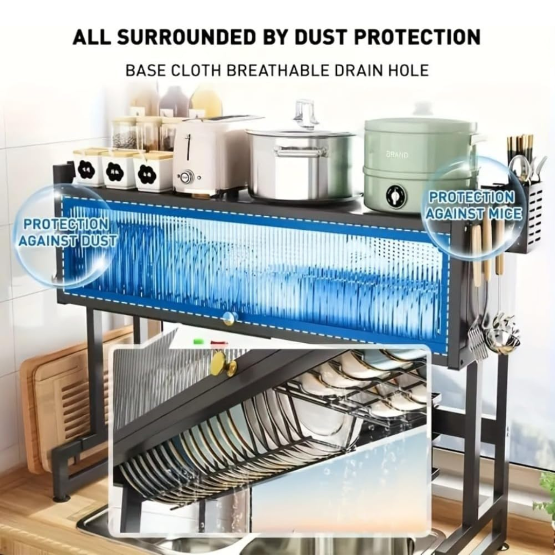 Dish Drying Rack Cover Dish Rack with Cover in Qatar - Over The Sink Kitchen Dish Drying Rack ...
