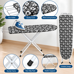Foldable Space Saving Ironing Board with Iron Rest 100 × 30 x 74 cm
