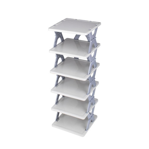 6 Layer Stackable Folding Shoe Rack for Entryway