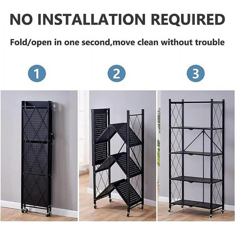 Multi Tier Heavy Duty Foldable Storage Rack with Wheels