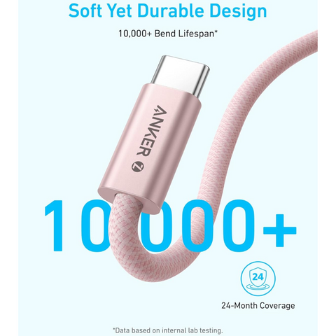 كابل شحن سريع Anker Zolo USB-C إلى USB-C مضفر من النايلون ومقاوم للأوساخ 