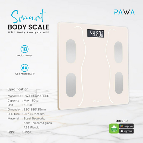 PAWA Smart Body Weighing Scale with Analysis App