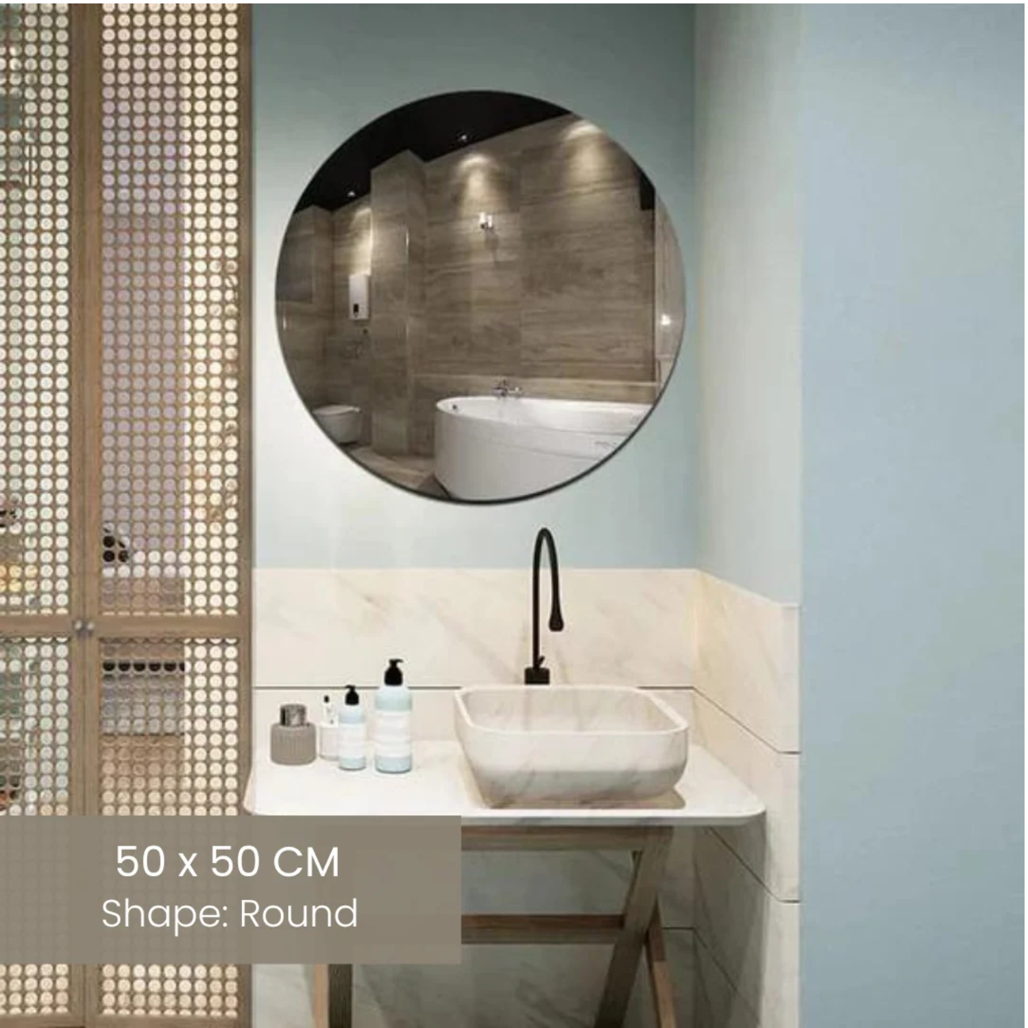 Acrylic Glass Wall Mirror, HD Self Adhesive DIY Mirror 50 X 50 CM (Round)