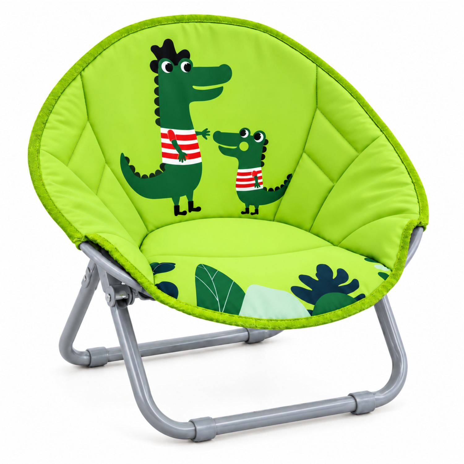 Kids Folding Animated Character Moon Chair for Indoor and Outdoor Use Green