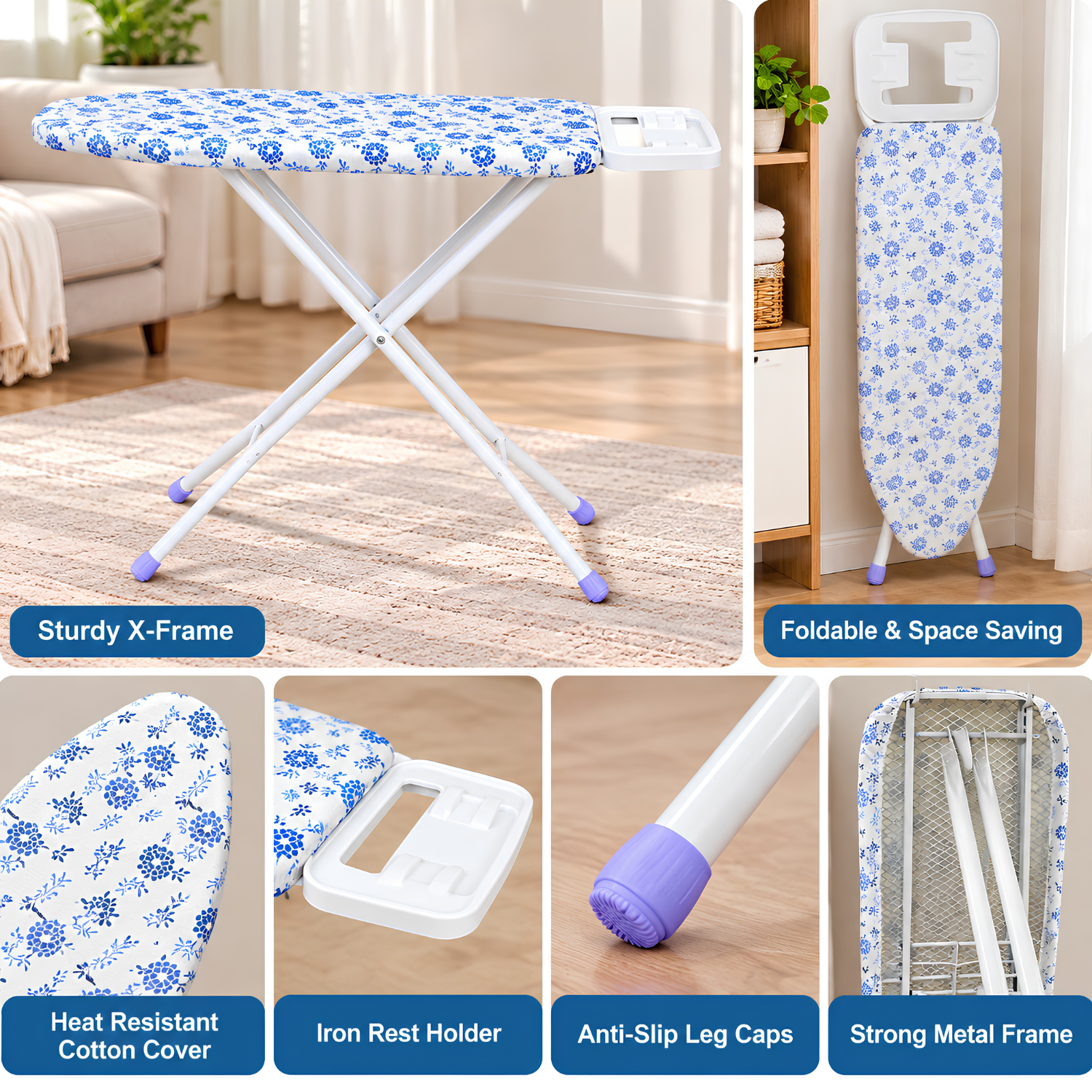 Folding Ironing Board with Iron Rest 80 × 30 × 110 cm