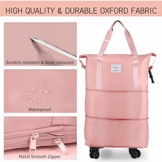 Folding Expandable Large Capacity Travel Duffel Bag with Detachable Wheels