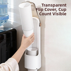 Wall Mounted Disposable Paper Cup Dispenser with Transparent Dustproof Cover
