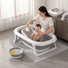 5 IN 1 Folding Baby Bathtub Set with Washbasin, Bucket and Water Ladle
