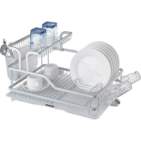 Dish Drying Rack with Drainboard and Cup Holder