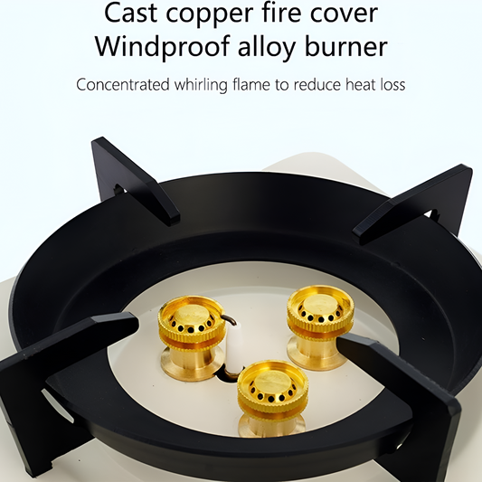 Portable Triple Burner Butane Gas Camping Stove with Adjustable Flame Knob & Travel Case