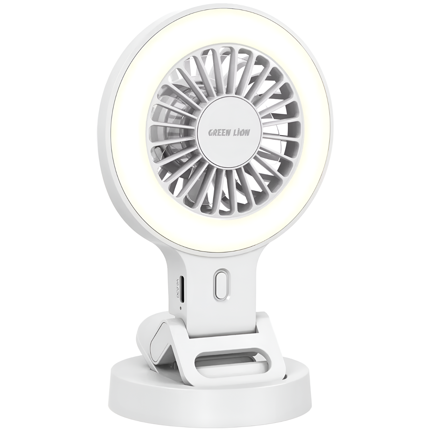 Green Lion Air Glow Clip On Rechargeable Fan with Ring Light
