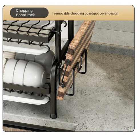 2 Layer Dish Drying Rack with Drain Tray