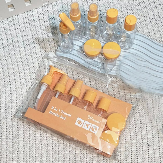 9 IN 1 Travel Toiletry Empty Refill Bottle Set