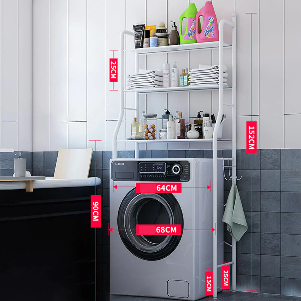 3 Layer Metal Over the Washing Machine Laundry Storage Rack – Qmax Qatar