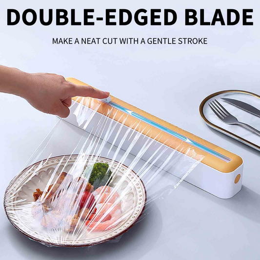 Magnetic Plastic Wrap Dispenser with Cutter