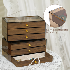 Three Layer Wooden Design Jewelry Organizer Drawer Box