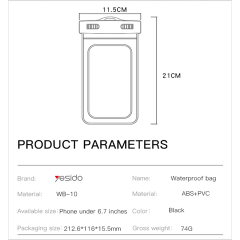 Yesido WB10 Universal Portable Waterproof Phone Case