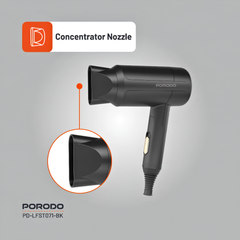 Porodo 1200W Foldable Hair Dryer with Negative Ion Technology