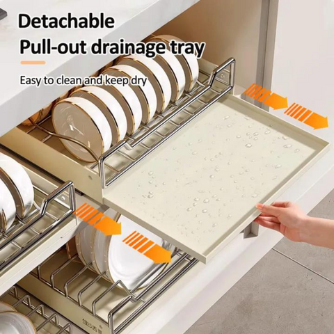 Pull Out Cabinet Organizer, Pull Out Drawer Shelf Dish Drying Rack for Kitchen