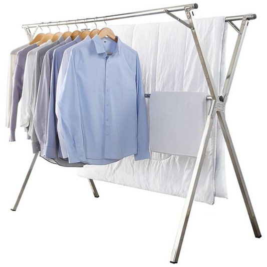 3 Poles Folding Clothes Drying Rack, Heavy Duty Stainless Steel Laundry Dryer