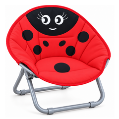 Kids Folding Animated Character Moon Chair for Indoor and Outdoor Use Red