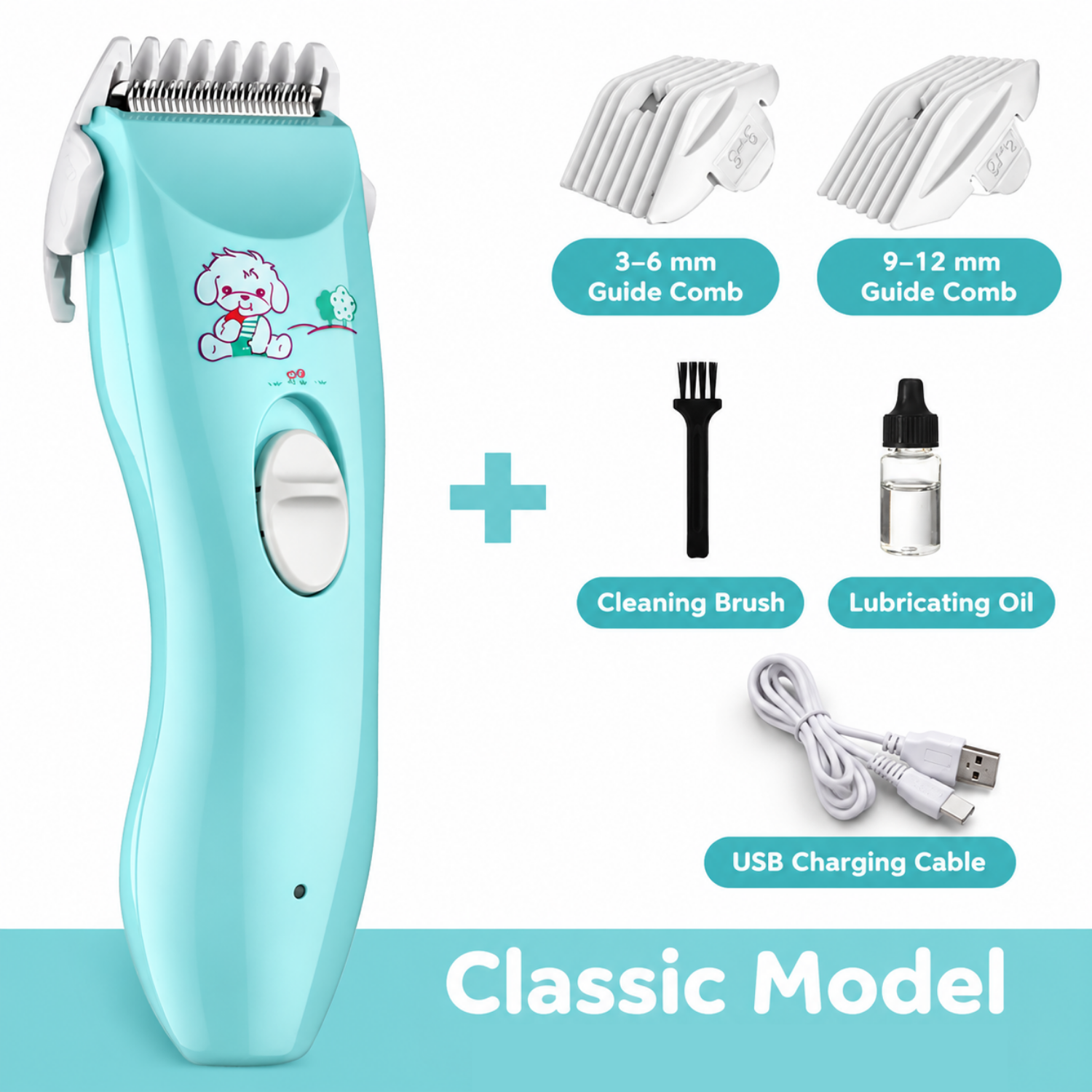 Rechargeable Baby Hair Trimmer, with 2 Auxiliary Combs and Accessories